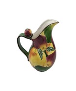Clay Art Apple Medley Hand Pitcher 10 1/2&quot; tall Painted 64oz. Carafe Wat... - $33.50