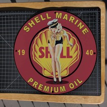 Vintage 1940 Shell Marine Premium Oil Gasoline Porcelain Gas & Oil Pump Sign - £98.07 GBP
