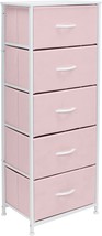 Sorbus Fabric Dresser For Kids Bedroom - Chest Of 5 Drawers, Tall Storage, Pink - £69.53 GBP