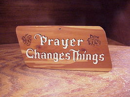 Vintage “Prayer Changes Things” Wooden Souvenir Plaque Sign, Litchfield, Minn - £6.35 GBP