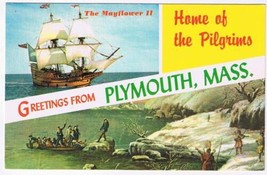 Massachusetts Postcard Plymouth Rock Mayflower II Home Of The Pilgrims - $2.96