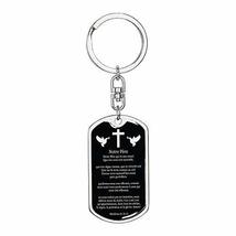 Notre Père Lords Prayer in French Dog Tag Pendant Keychain Stainless Steel or 18 - £31.61 GBP