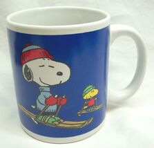 Peanuts Gang SNOOPY &amp; WOODSTOCK WINTER SKIING 3" DRINKING COFFEE TEA MUG... - $16.34