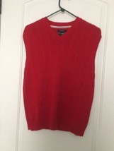 Nautica Boys Red Sweater Vest Pullover V-Neck Sleeveless Size L 14/16  - $26.73