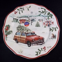 BH&amp;G Christmas salad plate Red Woody Wagon &amp; Tree 8&quot; NEW - £7.94 GBP