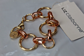 Liz Claiborne  Gold & Rose Gold Metal Link Bracelet   NEW - $15.12