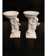 Pair of Mini Cherub Figurines Hugging Pillar - $7.91