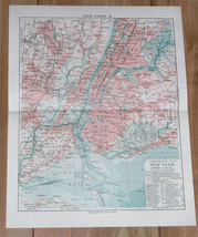 1925 Vintage Map Of New York City Brooklyn Jersey City Manhattan On Reverse Side - £28.07 GBP