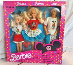 1991 Barbie &amp; Friends Gift Set Disney Mickey Ken Skipper Dolls Toys R Us NRFB  - £38.40 GBP