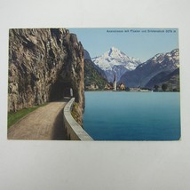 Postcard Switzerland Axenstrasse Cliff Road with Fluelen &amp; Bristenstock ... - £8.00 GBP