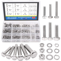 Glarks 510Pcs M4 M5 M6 Flat Hex Head Screw Bolt Nuts Washers Assortment Kit - £22.94 GBP