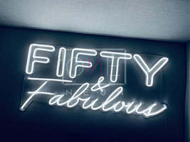 Fifty &amp; Fabulous | LED Neon Sign, Neon Sign Custom, Home Decor, Gift Neo... - £31.97 GBP+