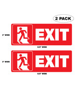 (2 Pack) 8.5" x 3" EXIT Red Door Vinyl Decal - Peel and Stick Indoor Outdoor