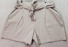 INC International Concepts Shorts Women XL Tan Linen Pockets Mid Rise Drawstring - £25.43 GBP