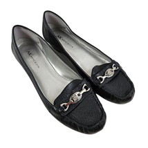 Anne Klein Shoes Womens iflex 8.5M Black Leather Slip On Loafer Flats Business - £27.69 GBP