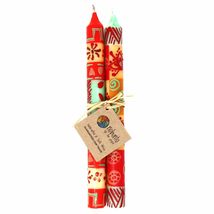 Nobunto Hand Painted Candles in Owoduni Design (Three tapers) - £19.65 GBP