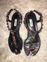 Balenciaga Studded Floral-Print Leather Flat Sandal sz 36.5 C $535 NEW - $326.11