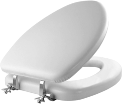 Mayfair Padded Toilet Seat with Chrome Hinges, Soft Vinyl over Wood Core Seat, E - $45.44