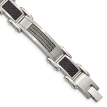 Chisel Stainless Steel Polished with Cable and Black Carbon Fiber Inlay 8.75 inc - £60.88 GBP