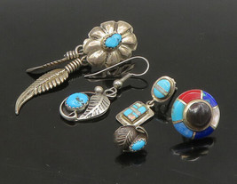 ZUNI NAVAJO 925 Silver - Vintage Multi-Stone Lot Single Earrings - EG11254 - £75.60 GBP