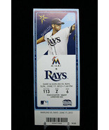 Miami Marlins vs Tampa Rays Game 36 MLB Ticket w Stub 06/17/2012 Shields - £9.08 GBP