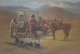 Cowboy Camp - Limited Edition Print by Wayne Baize - 16 1/4 x 24 - Chuck Wagon - £196.72 GBP