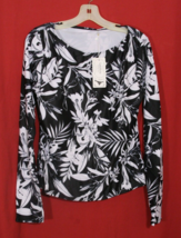 Lafy Koly Womens XXL Long Sleeve Surf Swim Wear Floral Shirt Black White... - $18.96