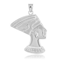 10K White Gold Queen Nefertiti Pendant Pyramid Egypt Mummy Royalty Power Wisdom - £160.58 GBP