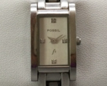 Fossil F2 Watch Women 16mm Silver Tone Rectangle Stainless 30M New Batte... - $24.74