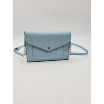 Kate Spade Brand Frosty Sky Tinsel Glitter Fabric Flap Crossbody Blue Purse - $59.75