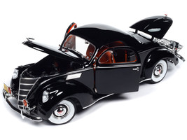 1937 Lincoln Zephyr Black w Red Interior 1/18 Diecast Car Auto World - £87.80 GBP