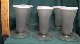6 Vintage Tupperware Tall Jello/Pudding/Parfait Cups 754 w/ Lid 296 (3 P... - $10.00