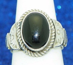 FASHION ONYX SOLITAIRE RING REAL SOLID .925 STERLING SILVER 9.4 g SIZE 8 - £21.49 GBP