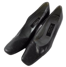 VTG Stuart Weitzman Womens Shoes 7.5 AA Narrow Black Faux Mock Croc Heel... - $14.85