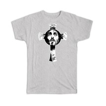 Jesus Christ Face Cross : Gift T-Shirt Catholic Church Faith Christian Hope Gray - £14.38 GBP