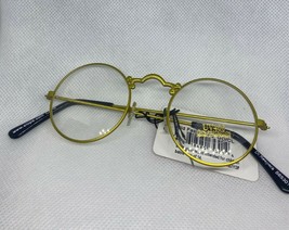 Elope Old Fashioned Clear Lense Hippie Round Glasses UV400 w/ Golden Wire Frames - £7.07 GBP