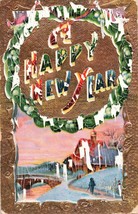 Antique Postcard Embossed Gold Happy New Year 1912 Holiday Real Paint St... - $14.75