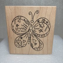 Butterfly Rubber Stamp Stars Scribbles Triangles Doodles The Artful Stamper 3.5&quot; - £13.94 GBP
