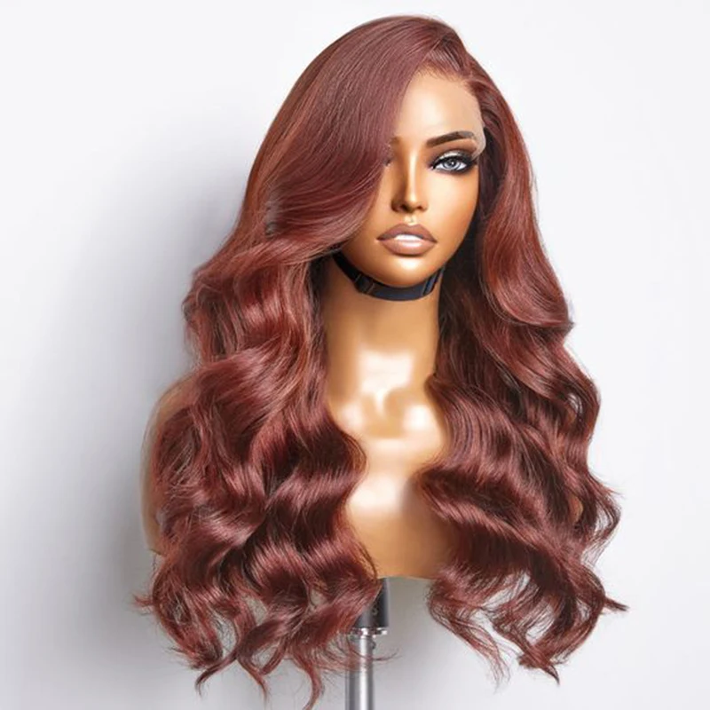 Body Wave Reddish Brown Wigs For Women 13X4 Lace Front Wigs Synthetic Omber R - £46.29 GBP+