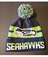 Seattle Seahawks NFL Beanie Navy Blue Lime Green Stipes Cuffed Pom Spell... - $22.15 CAD