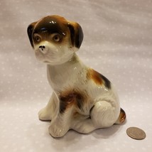 Vintage Ceramic Dog Figurine Brown White Black Made in Brazil 6&quot; tall - £10.19 GBP