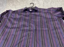 Pronto UOMO Dress Shirt Mens X Large Non Iron Pinstripes Black Button Up - £11.89 GBP