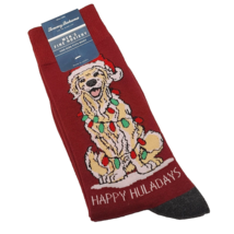 Tommy Bahama Men&#39;s Holiday Socks Doggie With Santa Hat Print Red Chili OS - £7.86 GBP