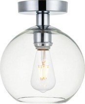 Flush-Mount Ceiling Light BAXTER Transitional 1-Light Chrome Clear Wire Iron - £87.11 GBP