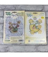 Neat &amp; Nifty Stamped Cross Stitch Bib Kits Set of 2 Moon &amp; Stars Mouse O... - £15.35 GBP