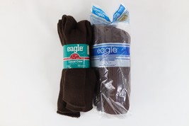 Deadstock Vtg 90s Lot of 6 Pairs Cotton Casual Cushion Crew Socks Brown ... - $29.65