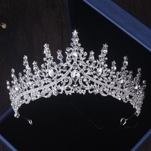 Gorgeous Silver Color Crystal Bridal Jewelry Sets Fashion Tiaras Crown Earrings  - £34.88 GBP