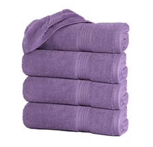 Pack of 4 Purple Large Beach Pool Bath Towel Set 27&quot;x58&quot; Cotton Soft - £52.74 GBP