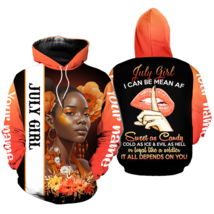 Personalized Afro July Girl I Can Be Mean Af Sweet As Candy Hoodie 3D. - £29.26 GBP+