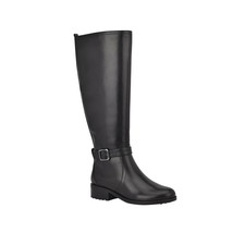 Easy Spirit Women Block Heel Riding Boots Reverie US 5M Wide Calf Black Leather - £56.97 GBP